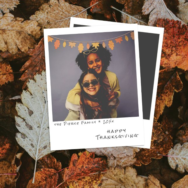 Cartes Pour Fêtes Annuelles Photo instantané vintage - Guirlande de feuilles d (Créateur téléchargé)