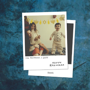 Cartes Pour Fêtes Annuelles Photo instantané vintage Guirlande de Hanukkah e