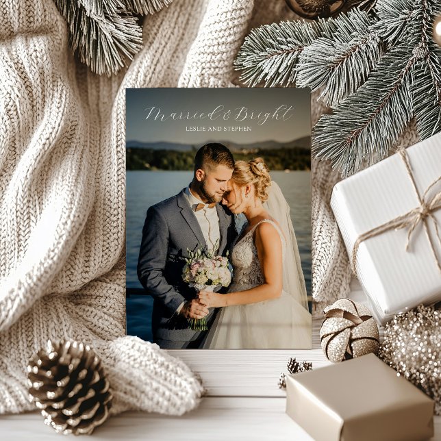 Cartes Pour Fêtes Annuelles Photo intemporelle Élégante Noël de mariée (Créateur téléchargé)