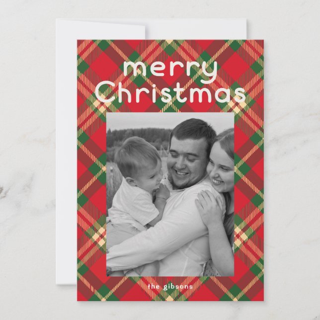 Cartes Pour Fêtes Annuelles Photo Joyeuse de Noël Plaid (Devant)