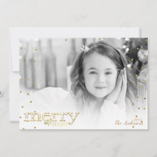 Cartes Pour Fêtes Annuelles Photo Joyeuse et brillante White Gold Holiday