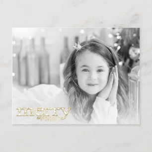 Cartes Pour Fêtes Annuelles Photo Joyeuse et brillante White Gold Holiday