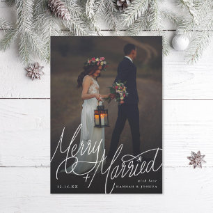 Cartes Pour Fêtes Annuelles Photo joyeuse et mariée à la main
