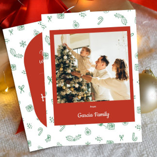 Cartes Pour Fêtes Annuelles Photo Joyeux Noël à la main tirée