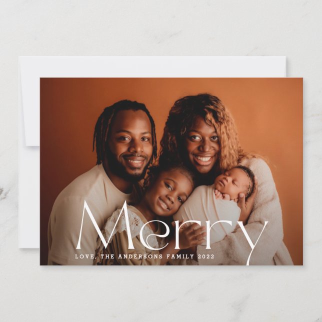Cartes Pour Fêtes Annuelles Photo Joyeux Noël blanc moderne (Devant)