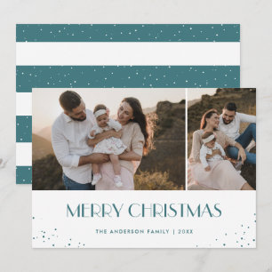 Cartes Pour Fêtes Annuelles Photo Joyeux Noël bleu et blanc