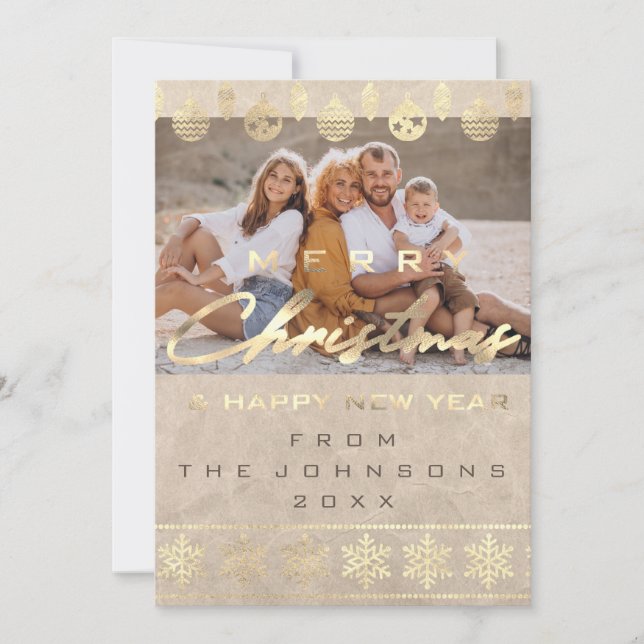 Cartes Pour Fêtes Annuelles Photo Joyeux Noël Joyeux Nouvel An Ivoire (Devant)