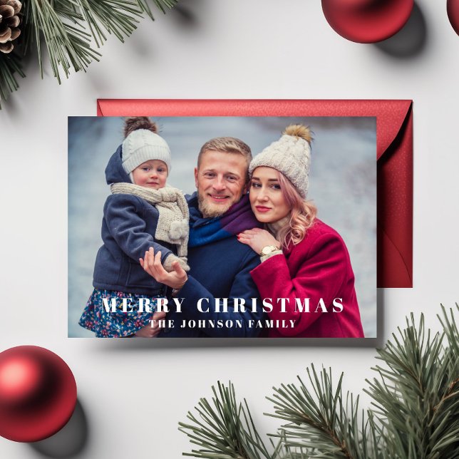 Cartes Pour Fêtes Annuelles Photo Joyeux Noël moderne (Modern Merry Christmas Photo Holiday Card
)