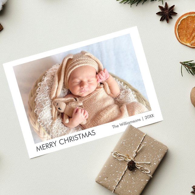 Cartes Pour Fêtes Annuelles Photo Joyeux Noël moderne (Modern Merry Christmas Photo Holiday Card)