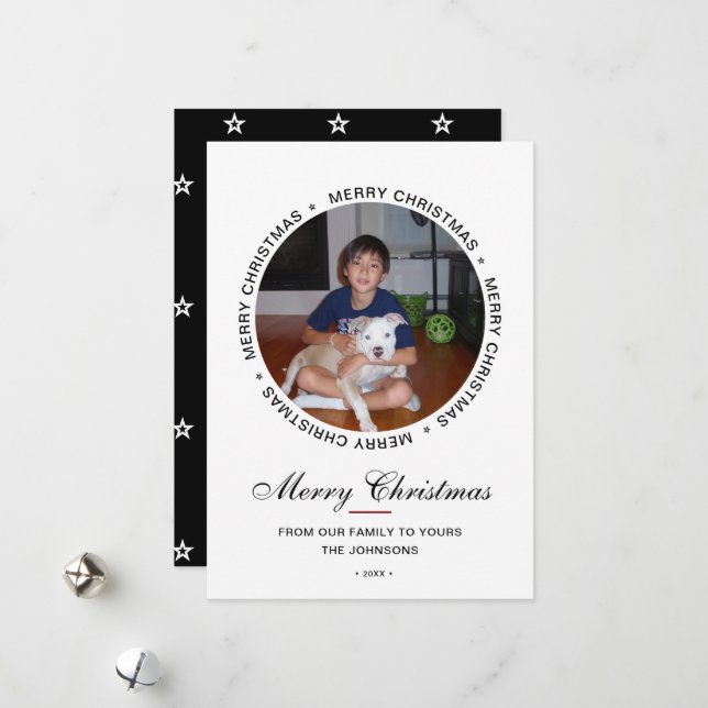 Cartes Pour Fêtes Annuelles Photo Joyeux Noël moderne (Devant/Arrière en situation)