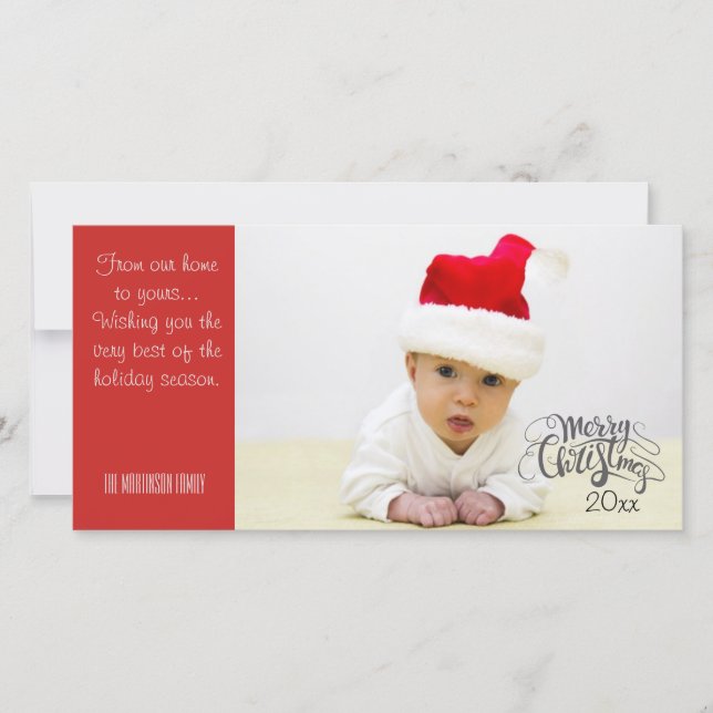 Cartes Pour Fêtes Annuelles Photo Joyeux Noël personnalisée avec année (Devant)