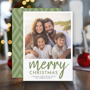 Cartes Pour Fêtes Annuelles Photo Joyeux Noël Script - Vert minimal