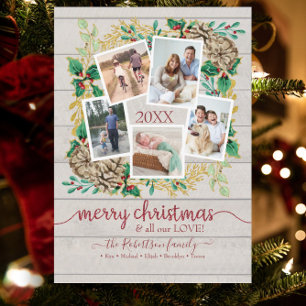 Cartes Pour Fêtes Annuelles PHOTO Joyeux Noël Verdure Wreath Aquarelle