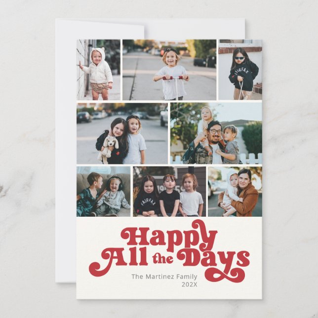 Cartes Pour Fêtes Annuelles Photo Joyeux Tous les Jours Rouge (Devant)