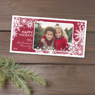 Cartes Pour Fêtes Annuelles Photo - Laisse-Le Neiger ! Flèches blanches rouges