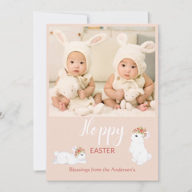Cartes Pour Fêtes Annuelles Photo lapin lapin de Pâques mignonne Hoppy (Devant)