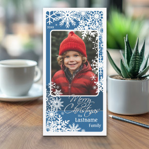 Cartes Pour Fêtes Annuelles Photo - Let It Snow - Blue white snowflakes