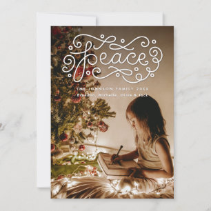 Cartes Pour Fêtes Annuelles Photo Lettrée à la main de la paix
