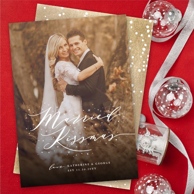 Cartes Pour Fêtes Annuelles Photo Mariage de vacances de Kissmas Marié (Créateur téléchargé)