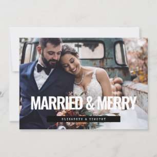 Cartes Pour Fêtes Annuelles Photo mariage moderne Marié et Joyeux mariés