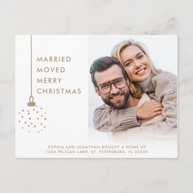 Cartes Pour Fêtes Annuelles Photo Marié Déplacé Joyeux Noël (Devant)