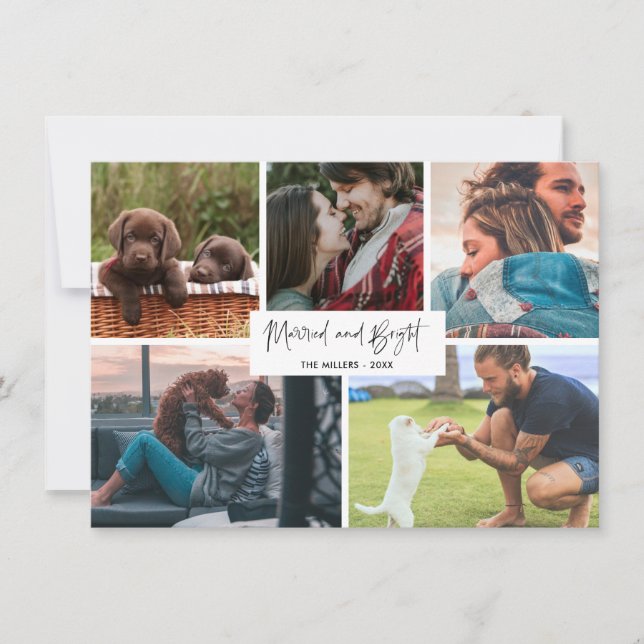 Cartes Pour Fêtes Annuelles Photo mariée et brillante d'un couple marié (Devant)