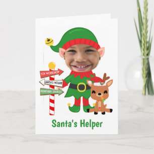 Cartes Pour Fêtes Annuelles Photo mignonne de l'aide du Père Noël Noël