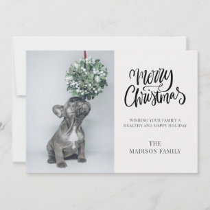 Cartes Pour Fêtes Annuelles Photo mignonne personnalisée Chien Mistletoe Joyeu