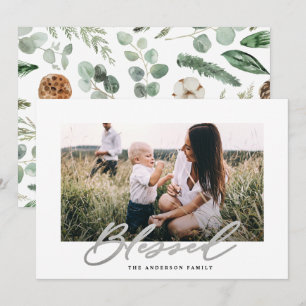 Cartes Pour Fêtes Annuelles Photo minimale de Christmas blessed script