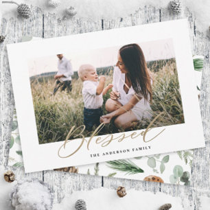 Cartes Pour Fêtes Annuelles Photo minimale de Christmas blessed script