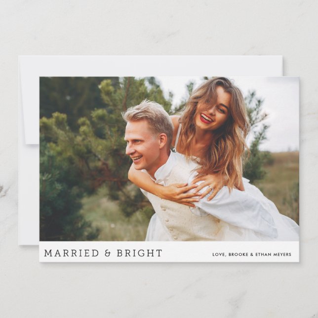 Cartes Pour Fêtes Annuelles Photo minimale mariée et brillante (Devant)