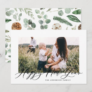 Cartes Pour Fêtes Annuelles Photo minimale moderne élégant script nouvelle ann