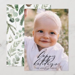 Cartes Pour Fêtes Annuelles Photo minimale moderne Noël élégant script