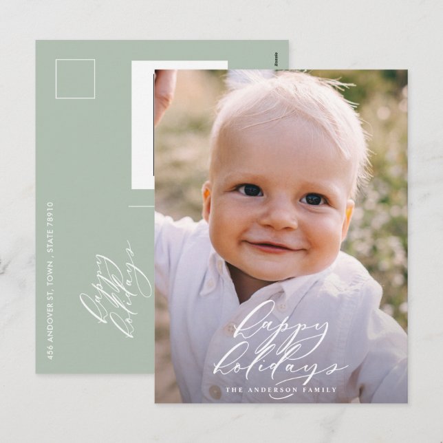 Cartes Pour Fêtes Annuelles Photo minimale moderne Noël élégant vacances (Devant / Derrière)