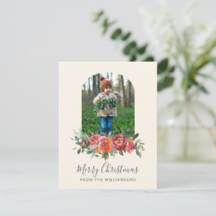 Cartes Pour Fêtes Annuelles Photo minimaliste de fleurs rouges pour Noël stylé