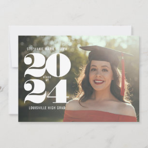 Cartes Pour Fêtes Annuelles Photo minimaliste de la date numérique blanche