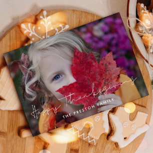 Cartes Pour Fêtes Annuelles Photo minimaliste de la famille des Bons thanksgiv