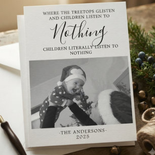 Cartes Pour Fêtes Annuelles Photo minimaliste en noir et blanc d'un enfant drô