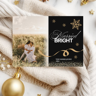 Cartes Pour Fêtes Annuelles Photo minimaliste mariée et brillante