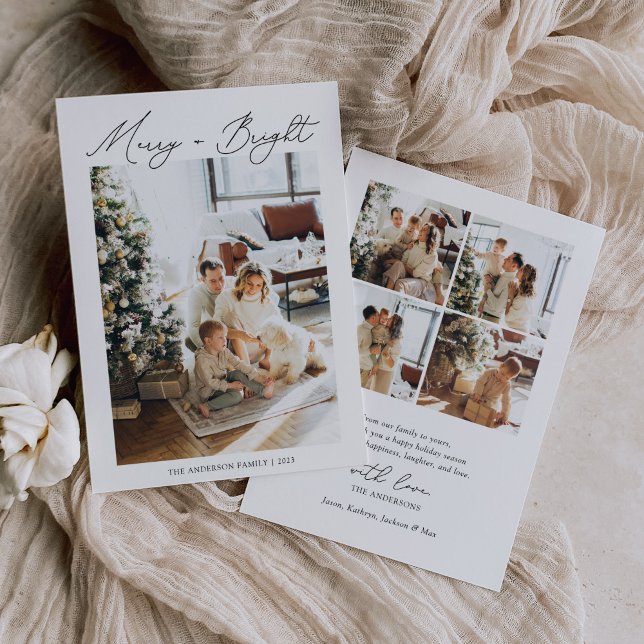 Cartes Pour Fêtes Annuelles Photo minimaliste moderne joyeux et lumineux (Créateur téléchargé)