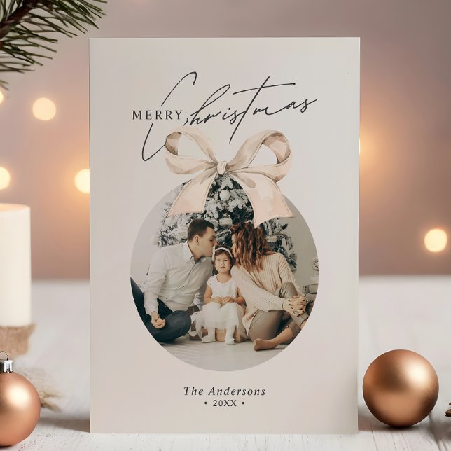 Cartes Pour Fêtes Annuelles Photo minimaliste moderne joyeux ornement de Noël (Créateur téléchargé)