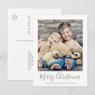 Cartes Pour Fêtes Annuelles Photo minimaliste Silver Joyeux Portrait de Noël
