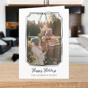 Cartes Pour Fêtes Annuelles Photo minimaliste simple Bow noir et blanc
