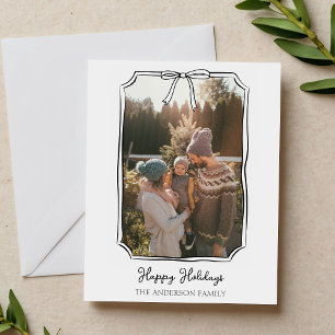 Cartes Pour Fêtes Annuelles Photo minimaliste simple Bow noir et blanc