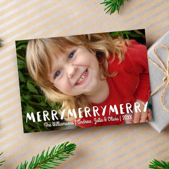 Cartes Pour Fêtes Annuelles Photo Modern Fun Merry Merry Christmas Custom (Créateur téléchargé)
