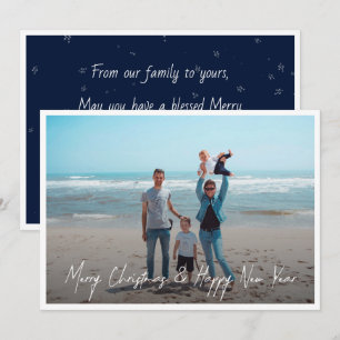Cartes Pour Fêtes Annuelles Photo moderne Blanc Joyeux Noël Joyeux Nouvel An 