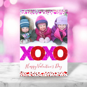 Cartes Pour Fêtes Annuelles Photo moderne Bold XOXO Valentine's Day Hearts