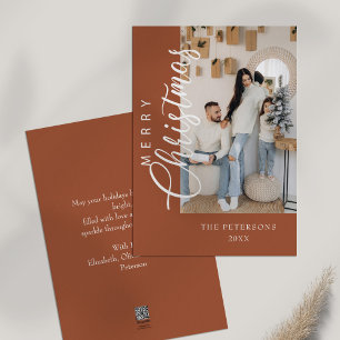 Cartes Pour Fêtes Annuelles Photo moderne Burnt Orange Salutation de Noël