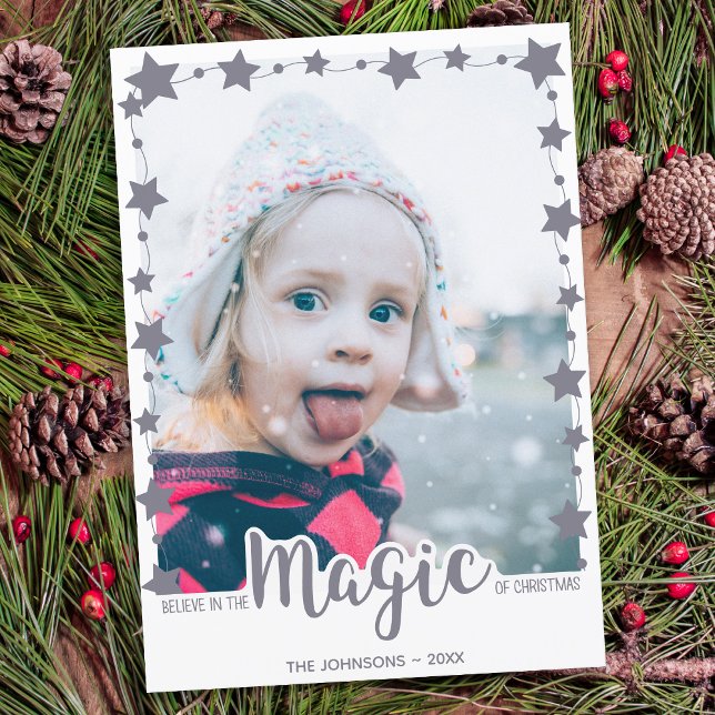 Cartes Pour Fêtes Annuelles Photo moderne Croire à la magie de Noël (Créateur téléchargé)