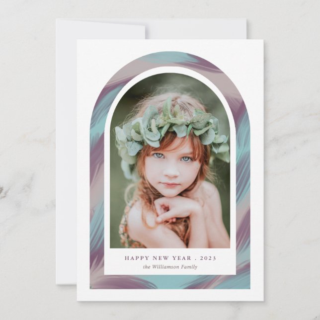 Cartes Pour Fêtes Annuelles Photo moderne de Brush Strokes Arch New Year (Devant)